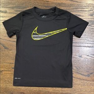 Boys Nike Black Tee with Striking Yellow Swoosh